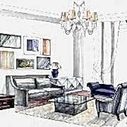 Интерьерный скетч маркерами. Подача проектов от руки для дизайнеров